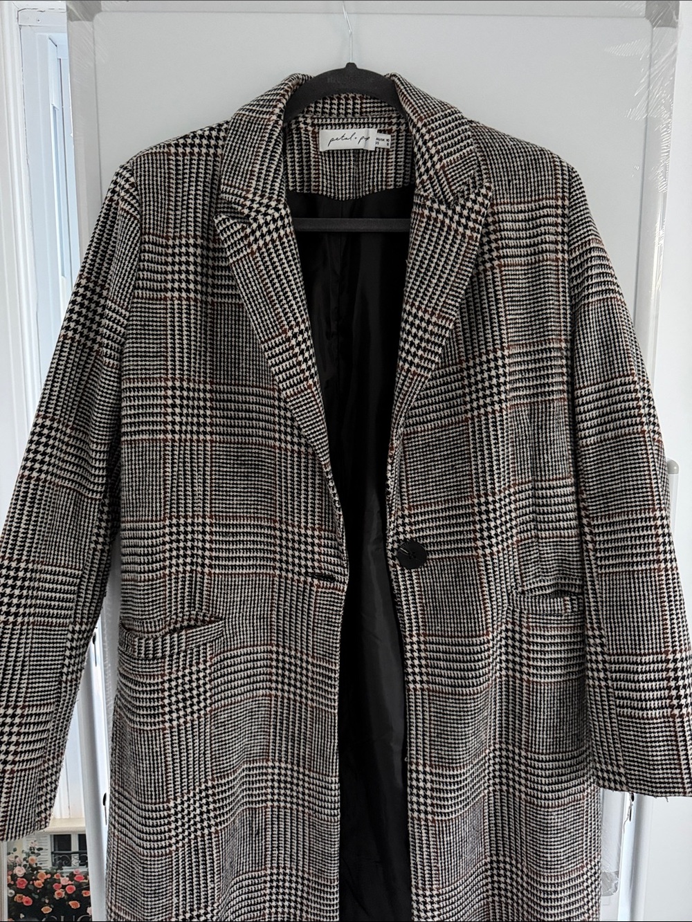 Petal & Pup Glen Plaid Coat in Black, Cream & Brown